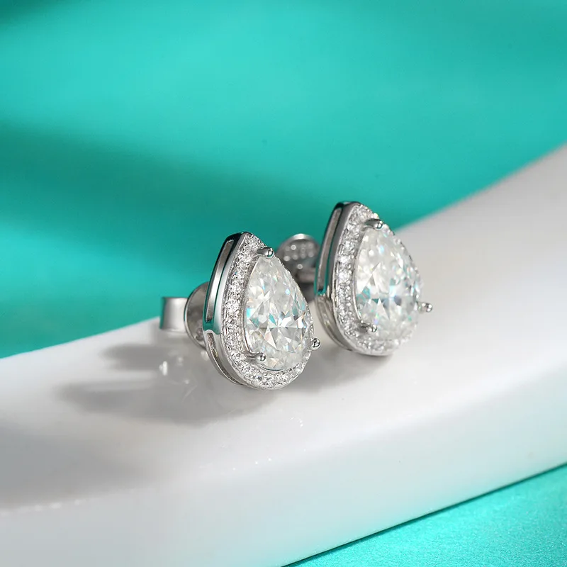 

Серьги-гвоздики из стерлингового серебра 925 пробы с муассанитом и цирконом, модные универсальные серьги-гвоздики с инкрустацией бриллиантами