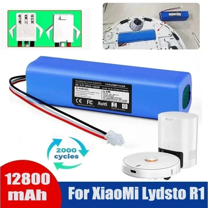 

NEW Lydsto R1 Viomi S9 Roidmi Eve Plus Rechargeable Li-ion Battery Robot Vacuum Cleaner R1 Battery Pack with Capacity 12800mAh