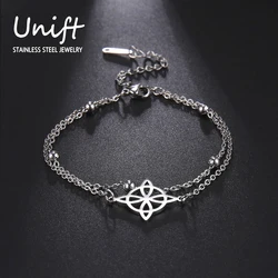 Wicca Witch Knot Stainless Steel Bracelet for Women Vintage Jesus Cross Hindu Yoga Bracelet Layer Bead Chain Jewelry Wholesale