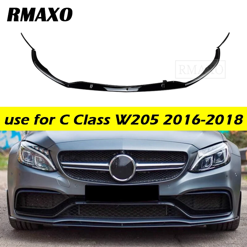 

For Mercedes-Benz C-Class W205 Sport 2016-2018 3pcs front bumper lip splitter diffuser spoiler gloss black body kit style ED1