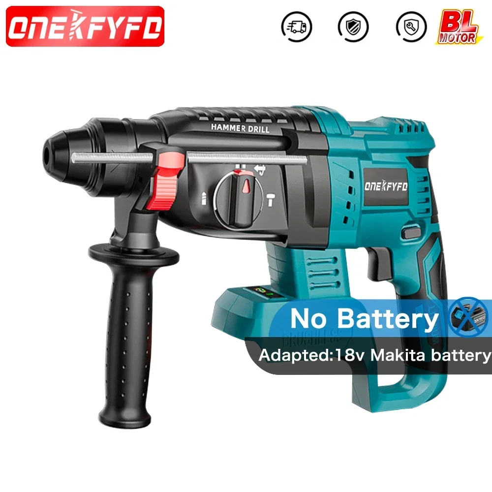 Cordless Electric Drill Rotary Hammer Drill Demolition Rechargeable Hammer Power Tool for Makita 18V Battery (No Battery)