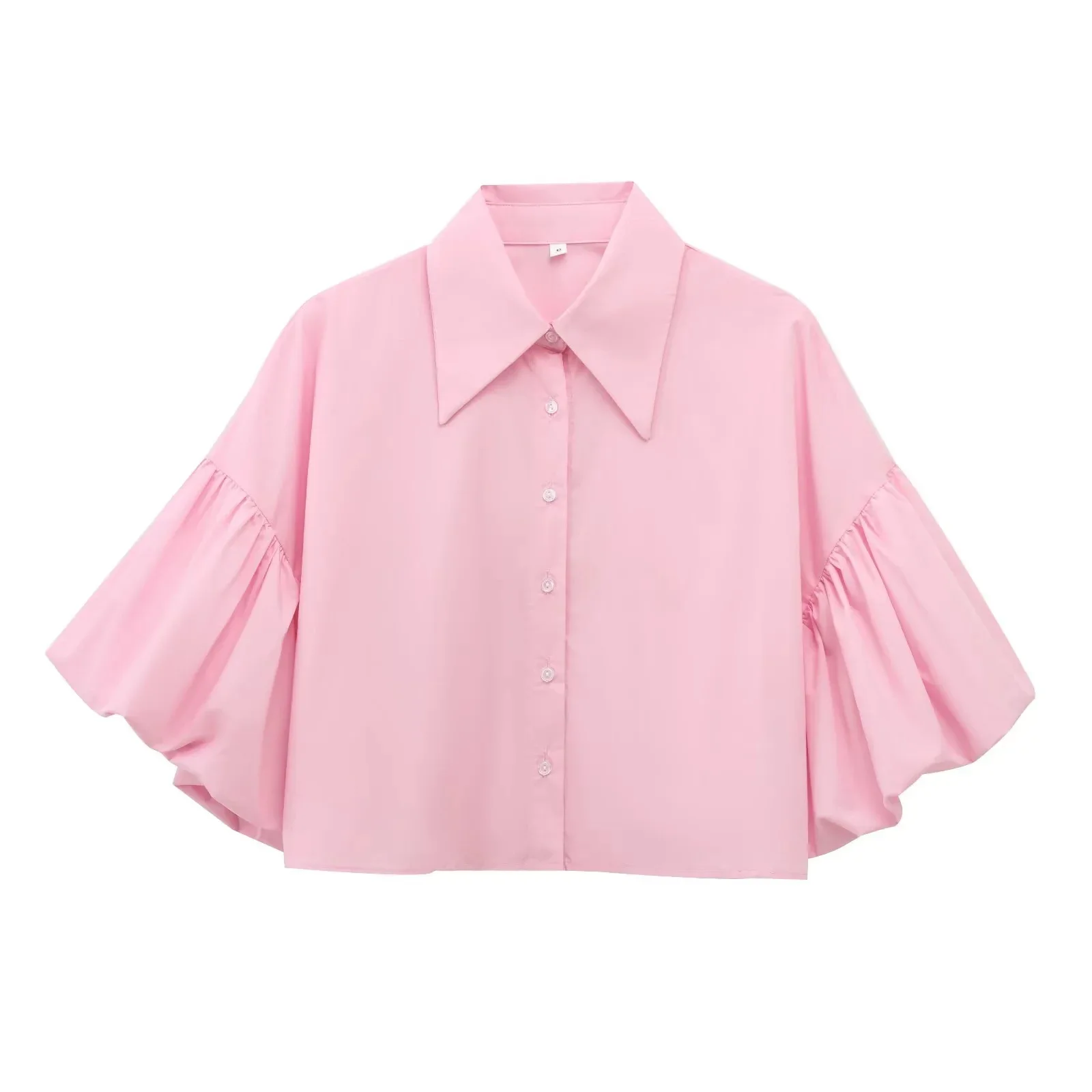 Frauen Kleidung Trendy Puff Ärmeln Hemd Einreiher Design Büro Dame Blusen Frauen Tops Mujer Weiß Schwarz Rosa Shirts