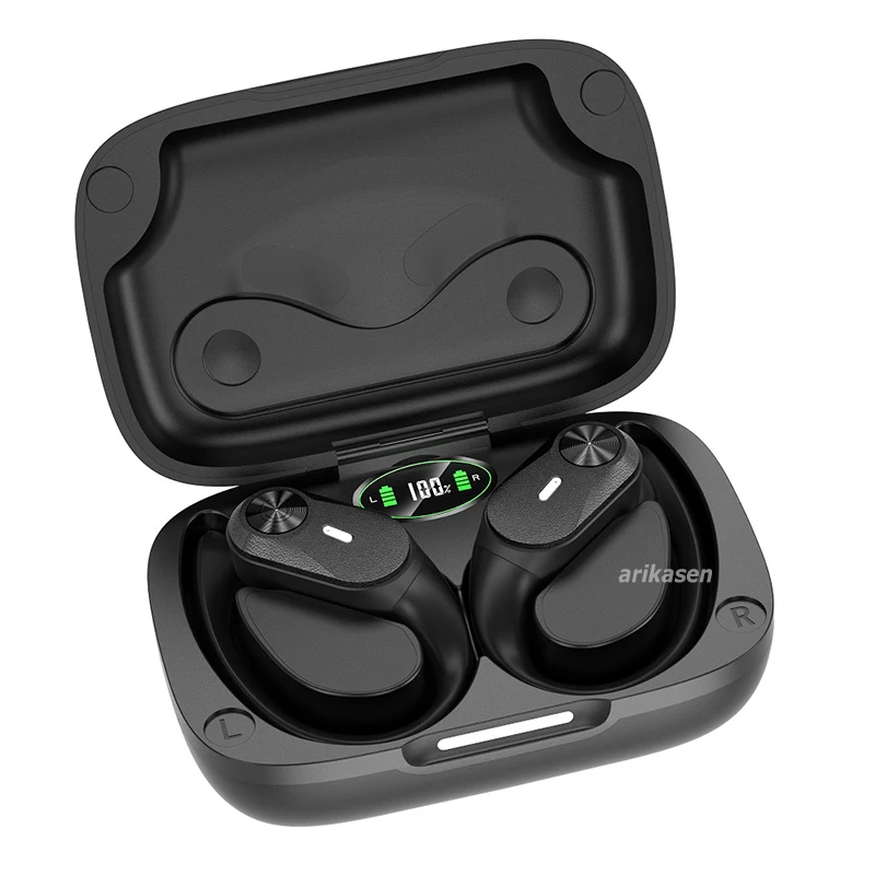 

Wireless Earbuds Bluetooth Headphones 48Hrs HD Stereo Audio Digital LED Display Over-Ear Earphones with Earhook Mic Waterproof