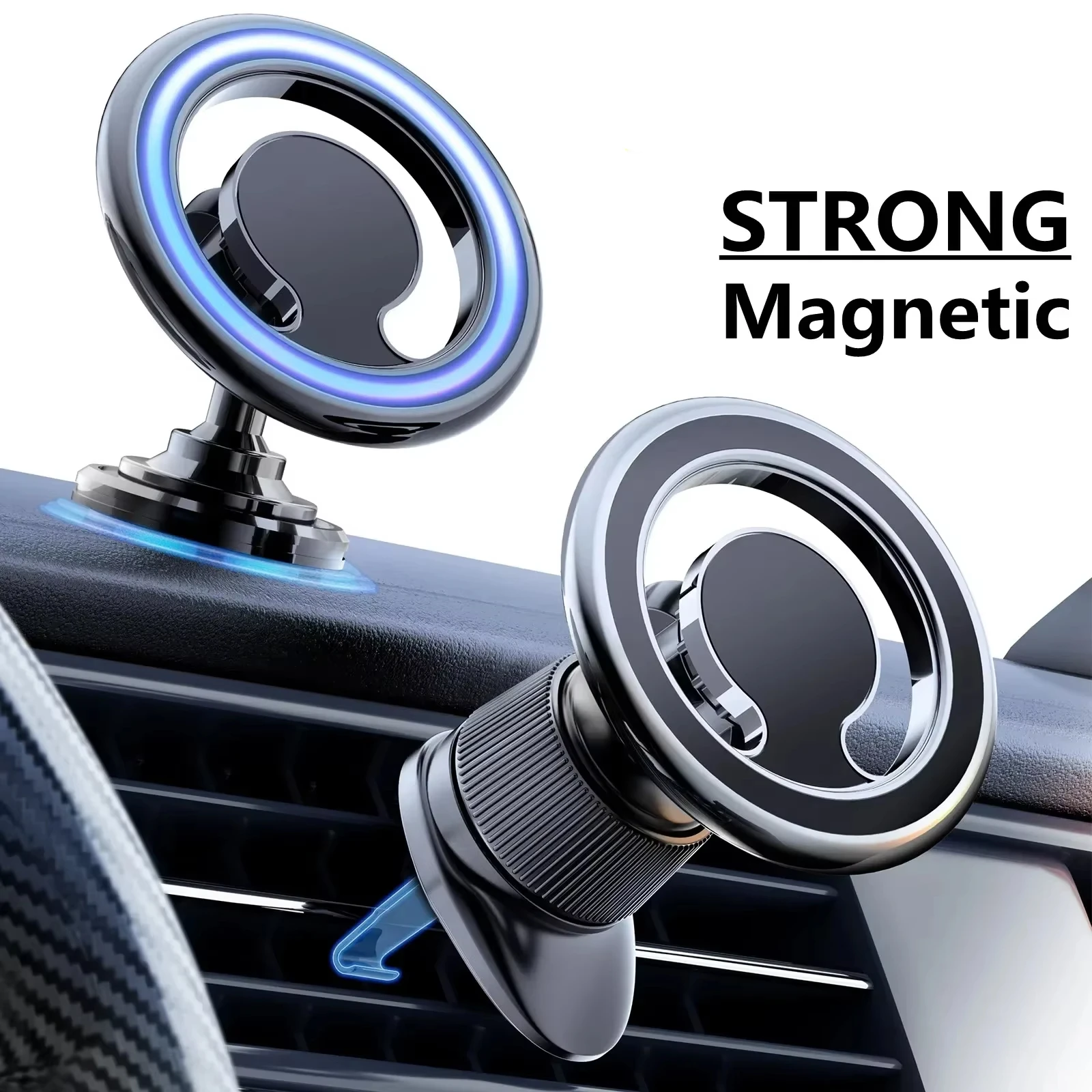 Metal Strong Magnetic Car Mobile Phone Holder Car Vent Dashboard Mount Stand Support GPS for iPhone 15 14 Pro Max Samsung Xiaomi