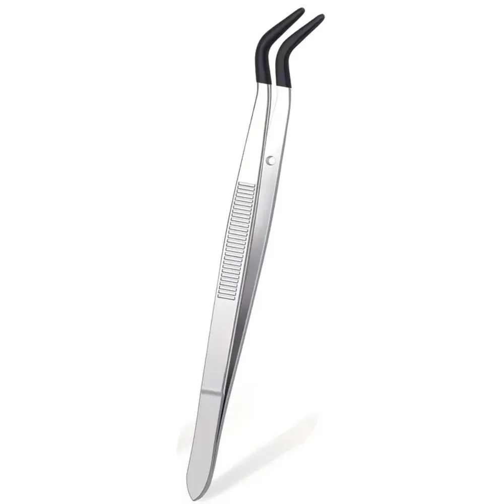 4 قطع ملاقط مع أطراف مطاطية ملاقط مطاطية من السيليكون PVC مطلية بالسيليكون غير قابلة للتحديد طرف مسطح ملاقط ذات طرف منحني