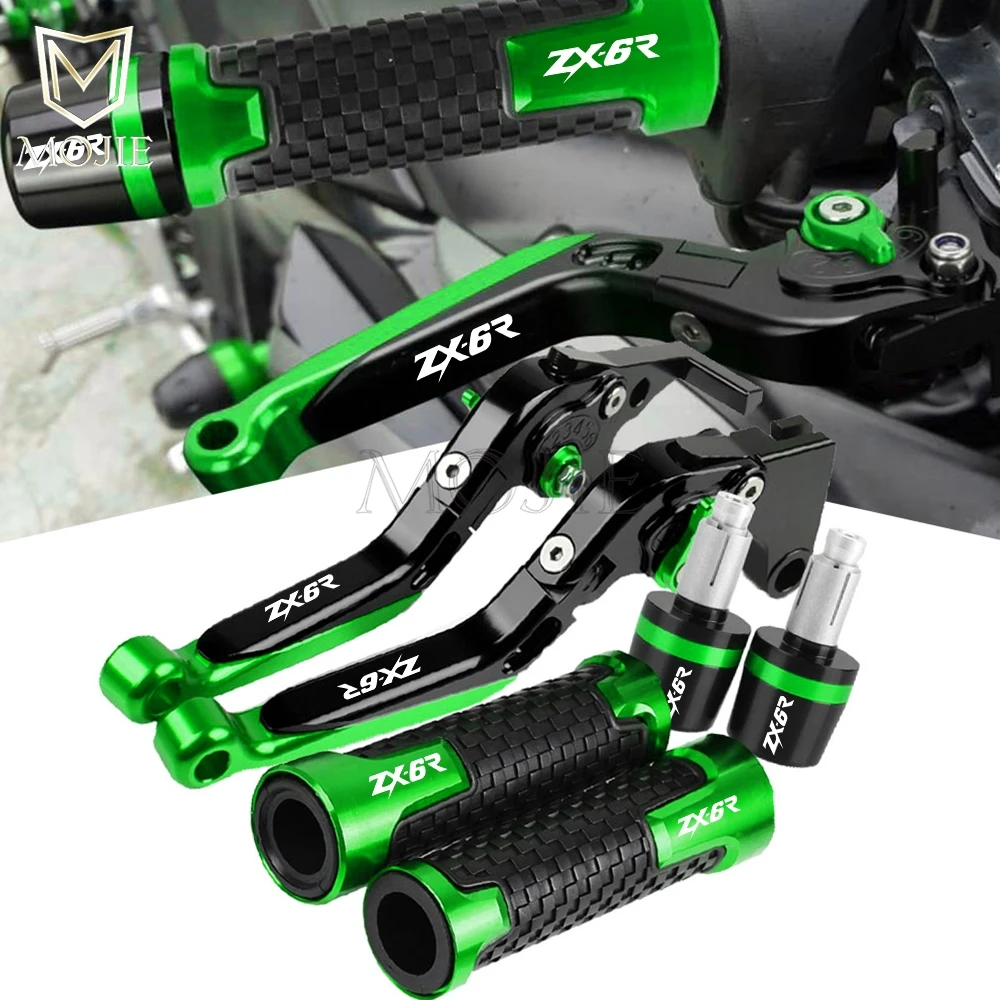 

Motorcycle CNC Adjustable Brake Clutch Levers Handlebar Ends Grips For Kawasaki ZX6R Ninja ZX-6R 2007 2008 2009 2010 2011-2018