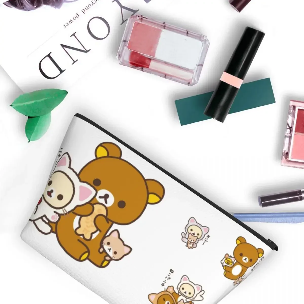 Rilakkuma Sakura Women Cosmetic Bags Travel Makeup Organizer Pouch Toiletry Storage Dopp Kit Box