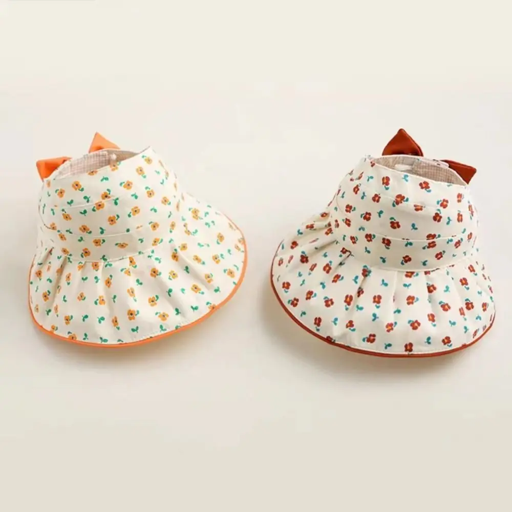 الموضة الكورية نمط زهرة غطاء دلو Bowknot القطن فارغة طفل Sunhat تنفس المضادة للأشعة فوق البنفسجية الأطفال صياد قبعة طفل