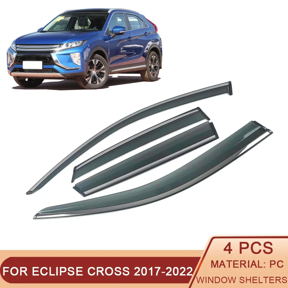 

For MITSUBISHI Eclipse Cross 2017-2022 Car Window Sun Rain Shade Visors Shield Shelter Deflector Cover Trim Frame Sticker