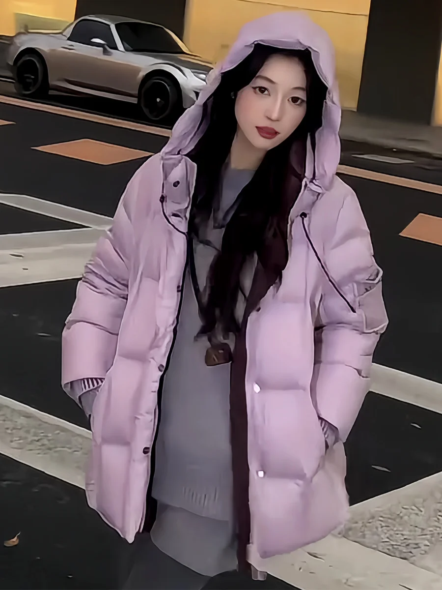 Púrpura Du down Puffer Jaet mujer invierno nuevo Sle 90% blanco Du pluma con capucha cálido adelgazante pan abrigo prendas de vestir exteriores