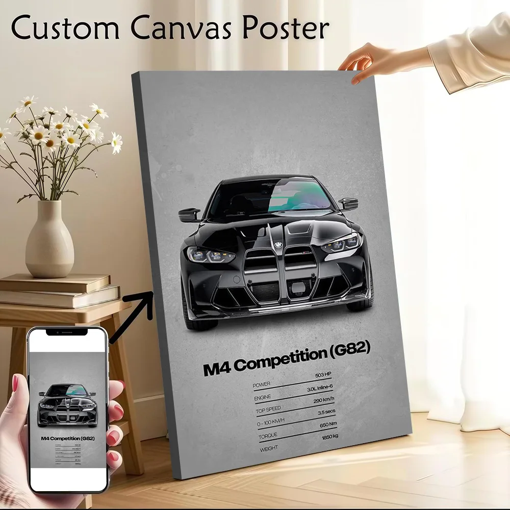 Sports M4 Competition (G82) Car Canvas Poster Wall Art Customizable High Quality Printed Picture for Decoration Living Room Home