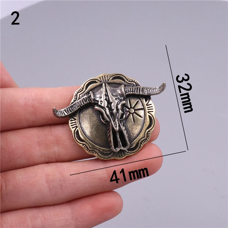 Vintage Brass Animal Decoration Buckle Screw Back Concho Indian Cowboy Wallet Buckle DIY Luggage Leathercraft Accessories