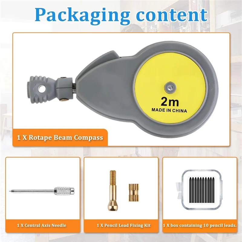 

Самая вращающаяся рулетка с 10 отверстиями для карандашей, выдвижной инструмент для рисования кругов для линий и дуг, измерительный компьютер 6,56 футов