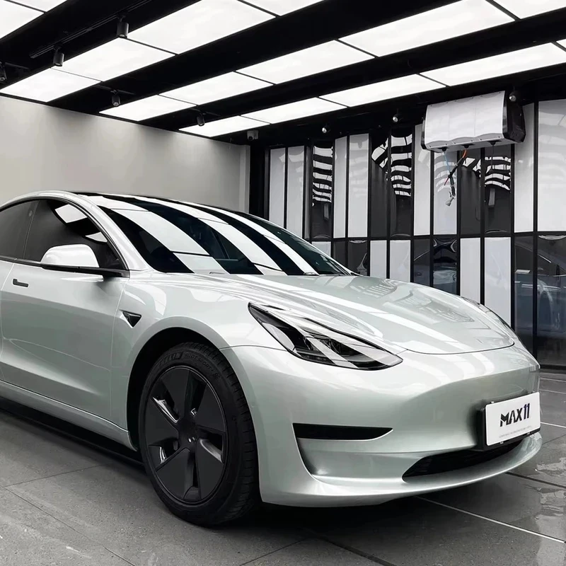 Removable Glue Gloss Metal Moonlight Silver Car Vinyl Wrap Full Body
