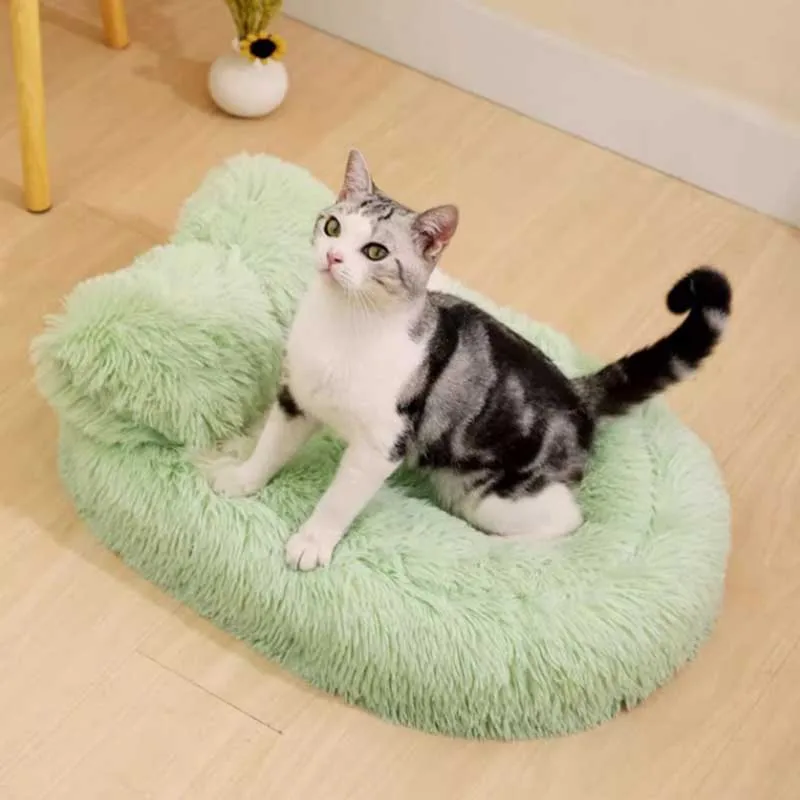 Winter Warm Enclosed Plush Pet Bed Washable All Seasonal Universal Cat Bed Bedroom Sleeping Coussin Pour Chat Cat Supplies