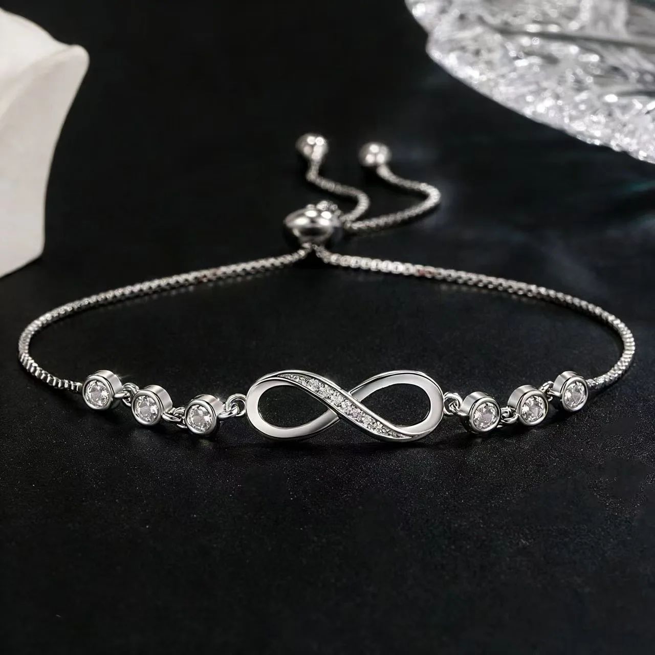 925 Sterling Silver Lucky Symbol Zircon Infinity Love Bracelet Luxury Jewelry For Woman Romantic Jewelry Valentine's Day Gift