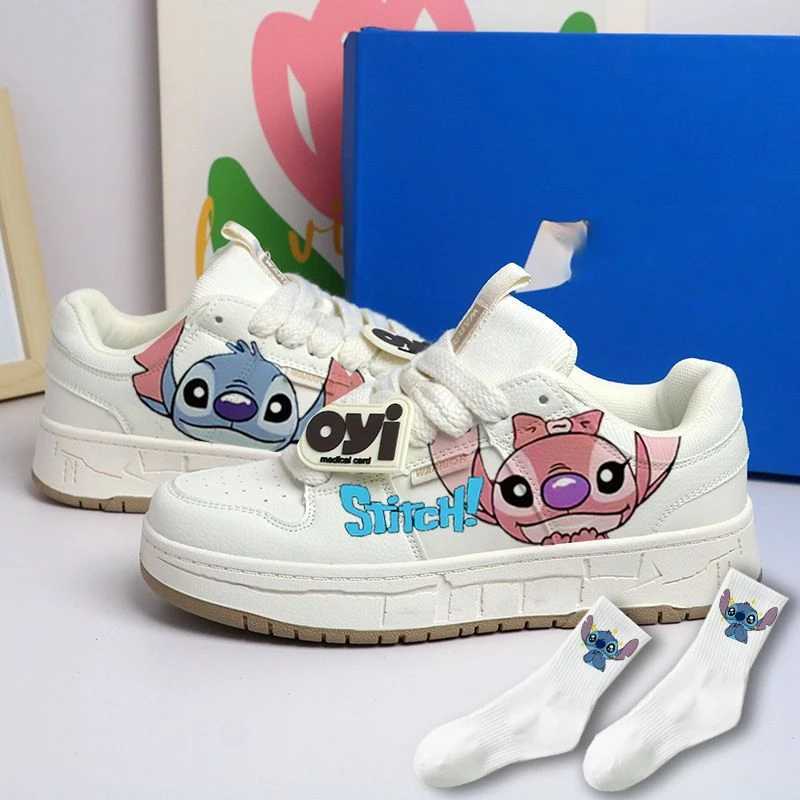 Stitch Sneakers Baskets Shoes Kawaii Cartoon Little Monster Pattern Shoes Fashion Casual Sports High and Low Canvas Shoes