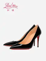 Black Women's Elegant High Heels Red Shiny Bottoms Luxury Brand Women Heels 2025 Trend Pointed Toe Sexy Party Pumps Shoes Women - Image 2