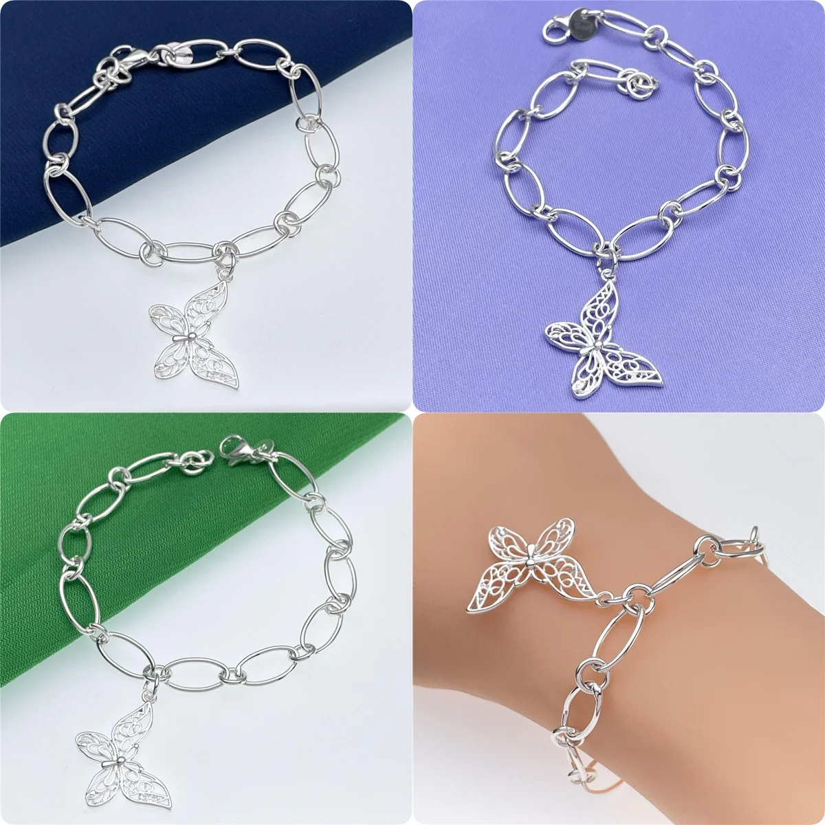 1pcs y2k style 925 sterling Silver custom butterfly Bracelets for Women fashion Jewelry Wedding boutique Accessories party gifts