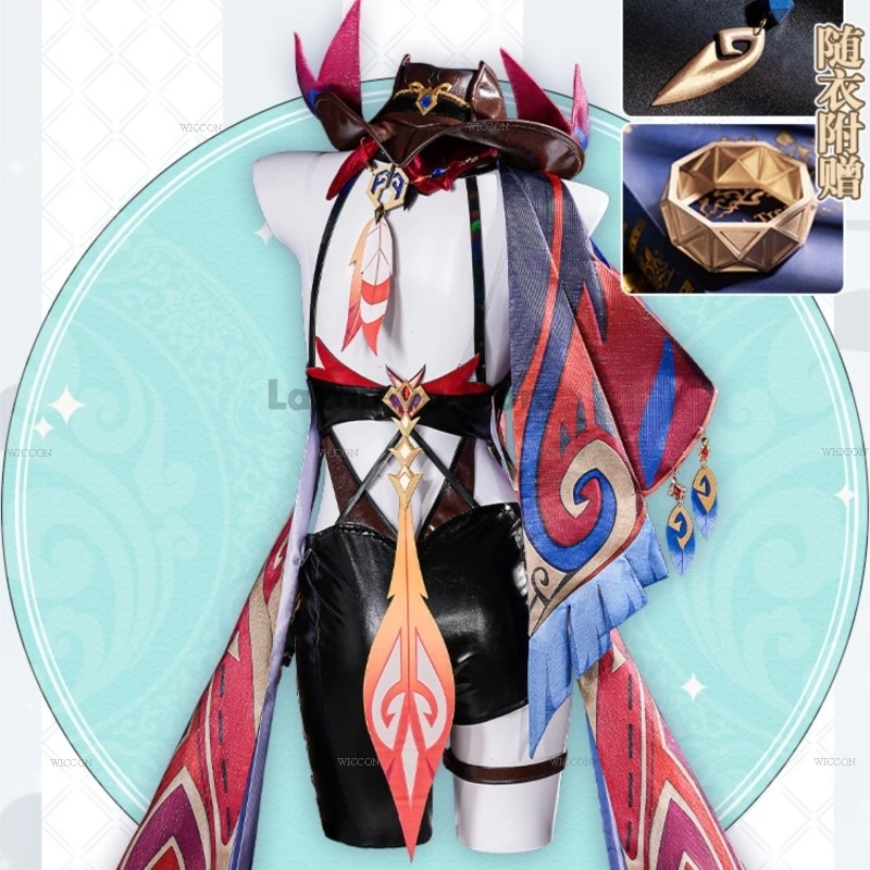Genshin-Cosplay de Chasca de impacto para mujer, disfraz de Chasca Lore, peluca, juego, nuevo traje de juego de rol, estilo Anime, sombrero de fiesta de Halloween