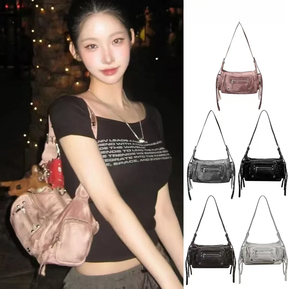 

Adjustable Single Shoulder Motorcycle Bag Multi-Pocket Crossbody Bag Black Purple New 2025 Fashion Women's Handbag