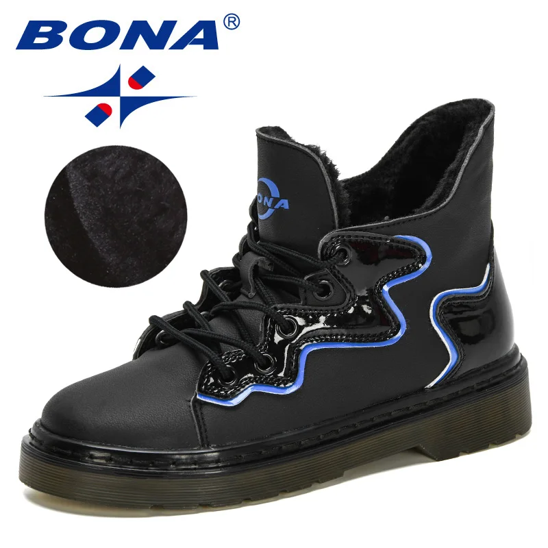 

BONA 2022 New Designers Children Snow Boots For Boys Sneakers Winter Kids Snow Boots Sport Fashion High Top Plush Warm Footwear