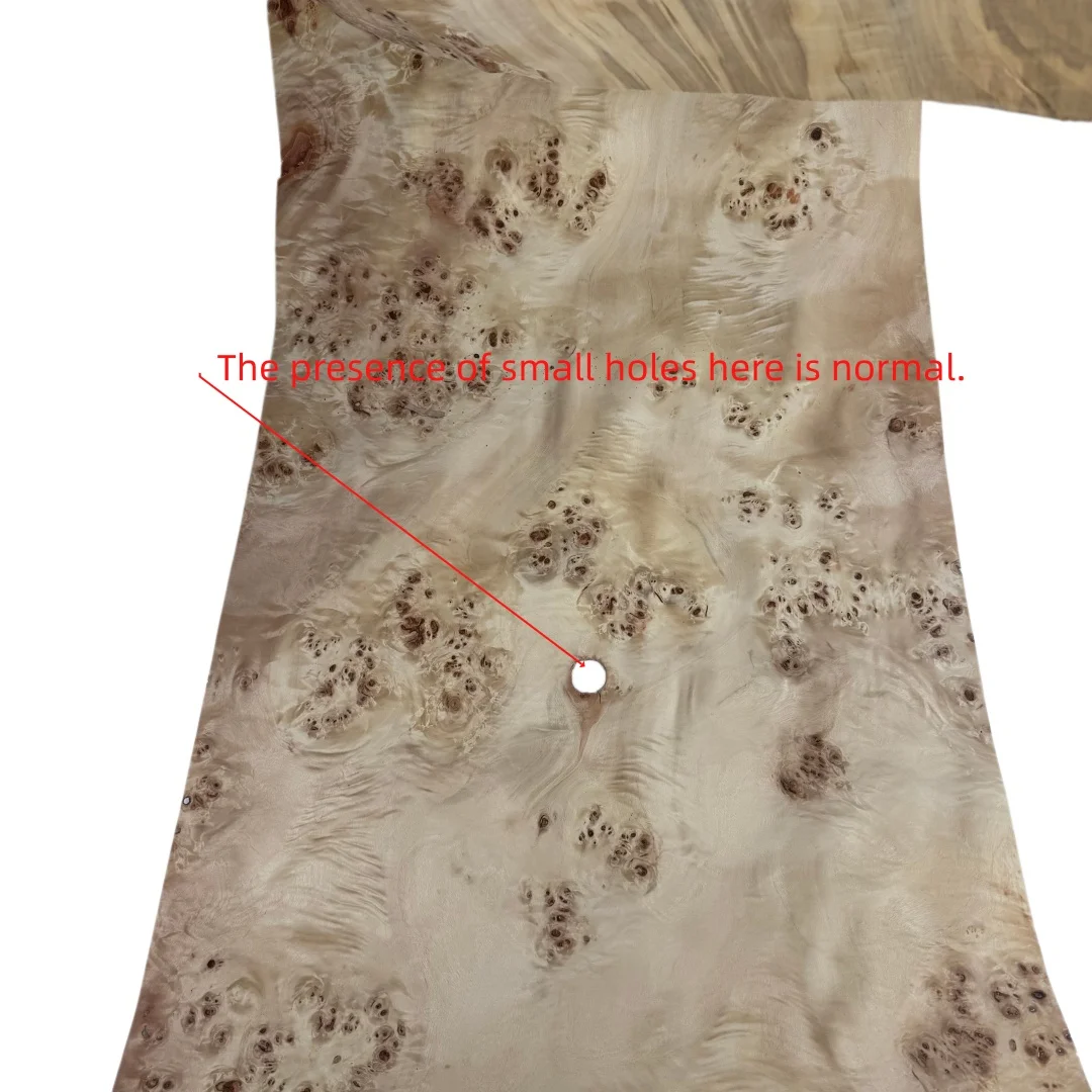 Natural Poplar Burl Veneer, Size 220x48cm, Thickness 0.5mm, Suitable For Speaker Veneering And Guitar Top Surfacing.