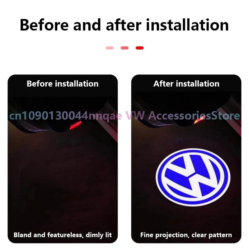 3D 2PCS LED Door Welcome Light car Laser Projector Logo Night Light for Volkswagen Golf Sagitar Fidion Touareg Passat B8 Tiguan