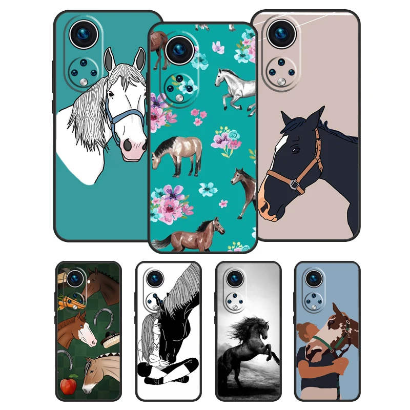 Horse Pony Pattern For Honor 50 Pro X7 X8 X9 Case For Huawei P20 P30 P50 P40 Lite P Smart Z 2019 Nova 9 5T