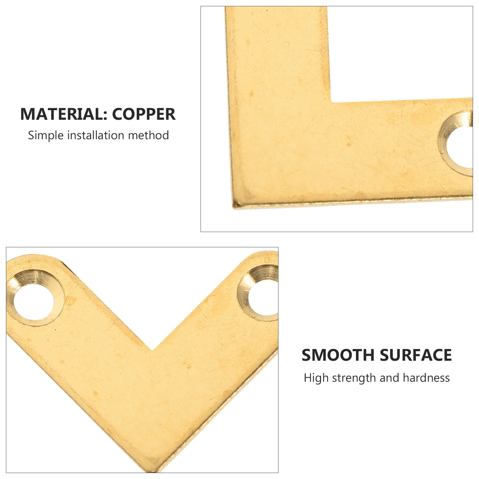 

6Pcs Thickened Brass Flat Corner Brackets L Shape Right Angle Sturdy Corner Joints for Drawer Frame Jewelry Box Furniture