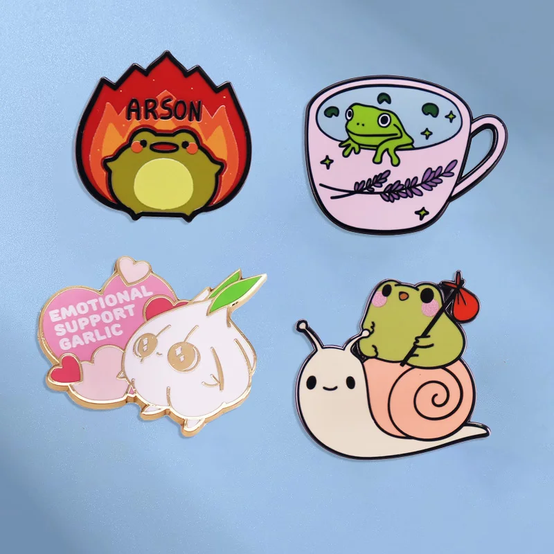 Cute Frog Enamel Pin Kawaii Fashion Animal Brooch Student School Bag Badge Clothing Accessories