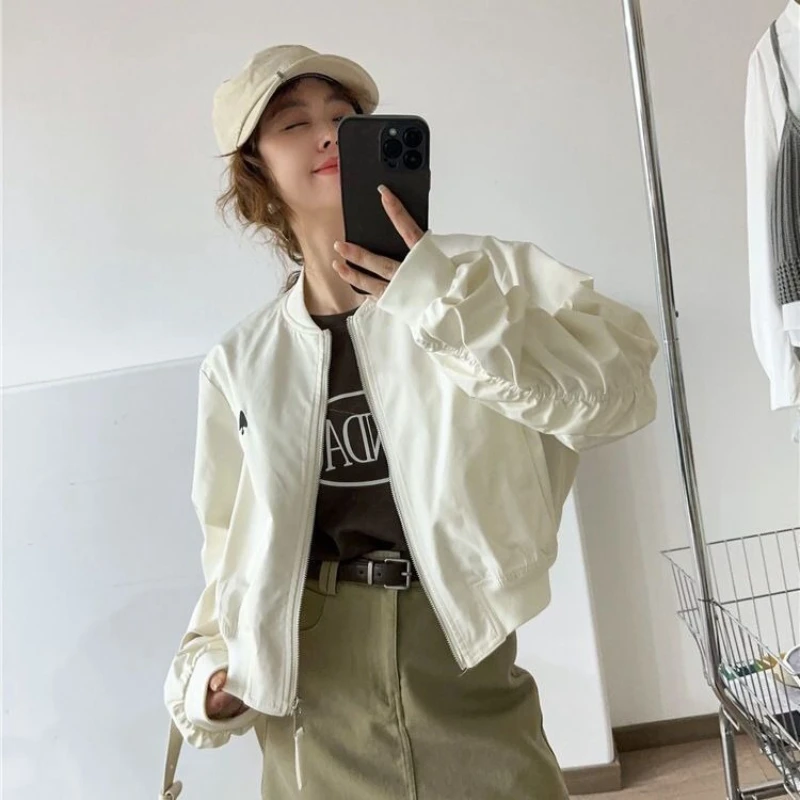 

Новое поступление 2025 года, винтажная бейсбольная куртка с коротким рукавом и вышивкой, повседневная куртка в городском уличном стиле, свободная посадка