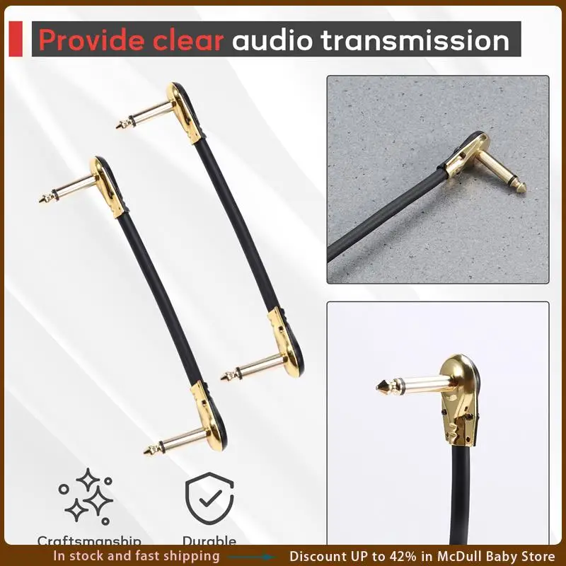 ABJA-Device Connects Wire Double Flat Head Anaerobic Audio Line Anaerobic Audio Line Instrument Jack Plug 15CM