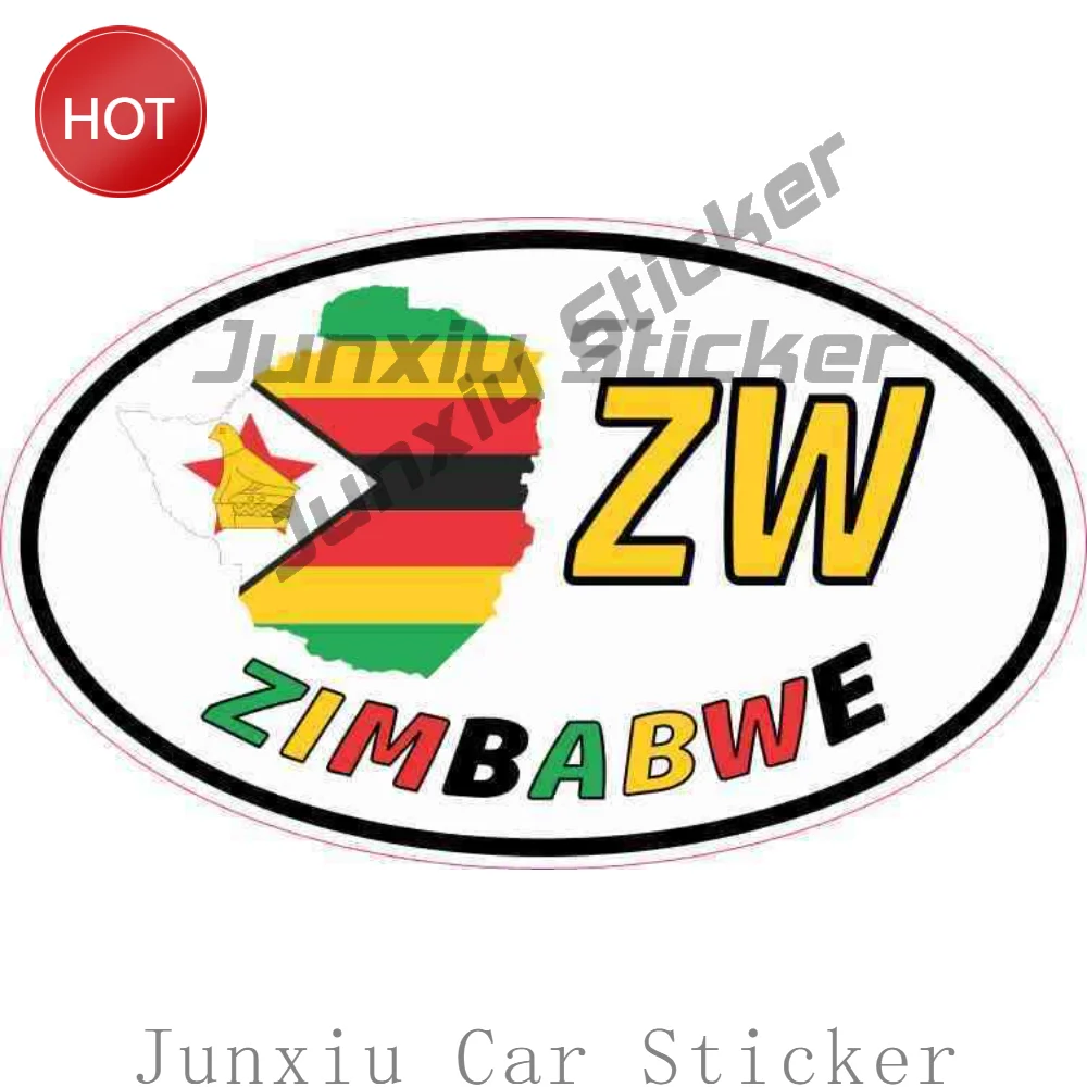 Car Accessories Zimbabwe - สติกเกอร์ติดรถยนต์ไวนิล ZW ซิมบับเว รูปทรงวงรี ลายแปลกใหม่ สำหรับติดกระจกหลังและกันชน