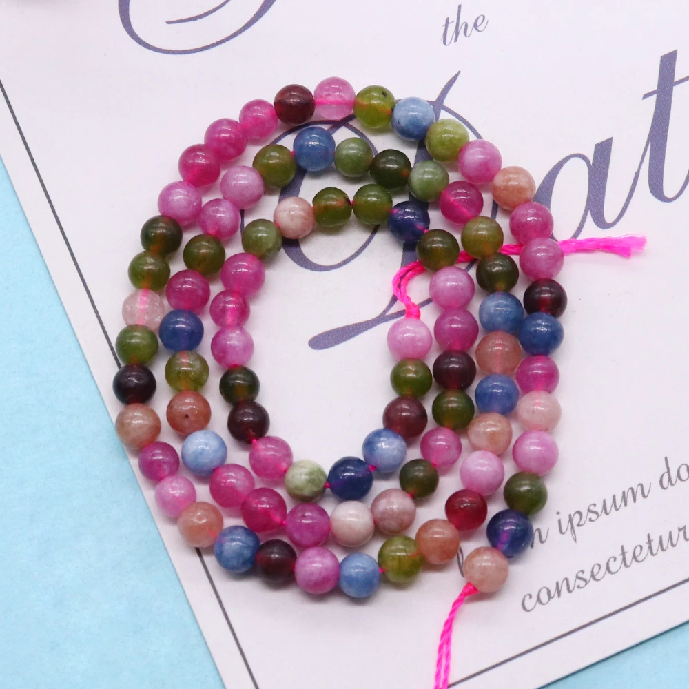 4/6/8/10mm Natural Stone Bead Optimized Color Tourmaline Round Loose Beads for Jewelry Making DIY Bracelet Necklace Earring