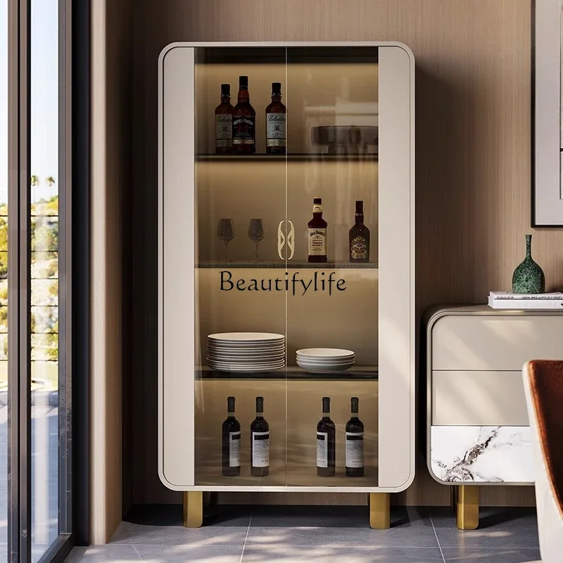 

56Premium Italian light luxury glass wine cabinet restaurant against the wall storage room fashion bookshelf