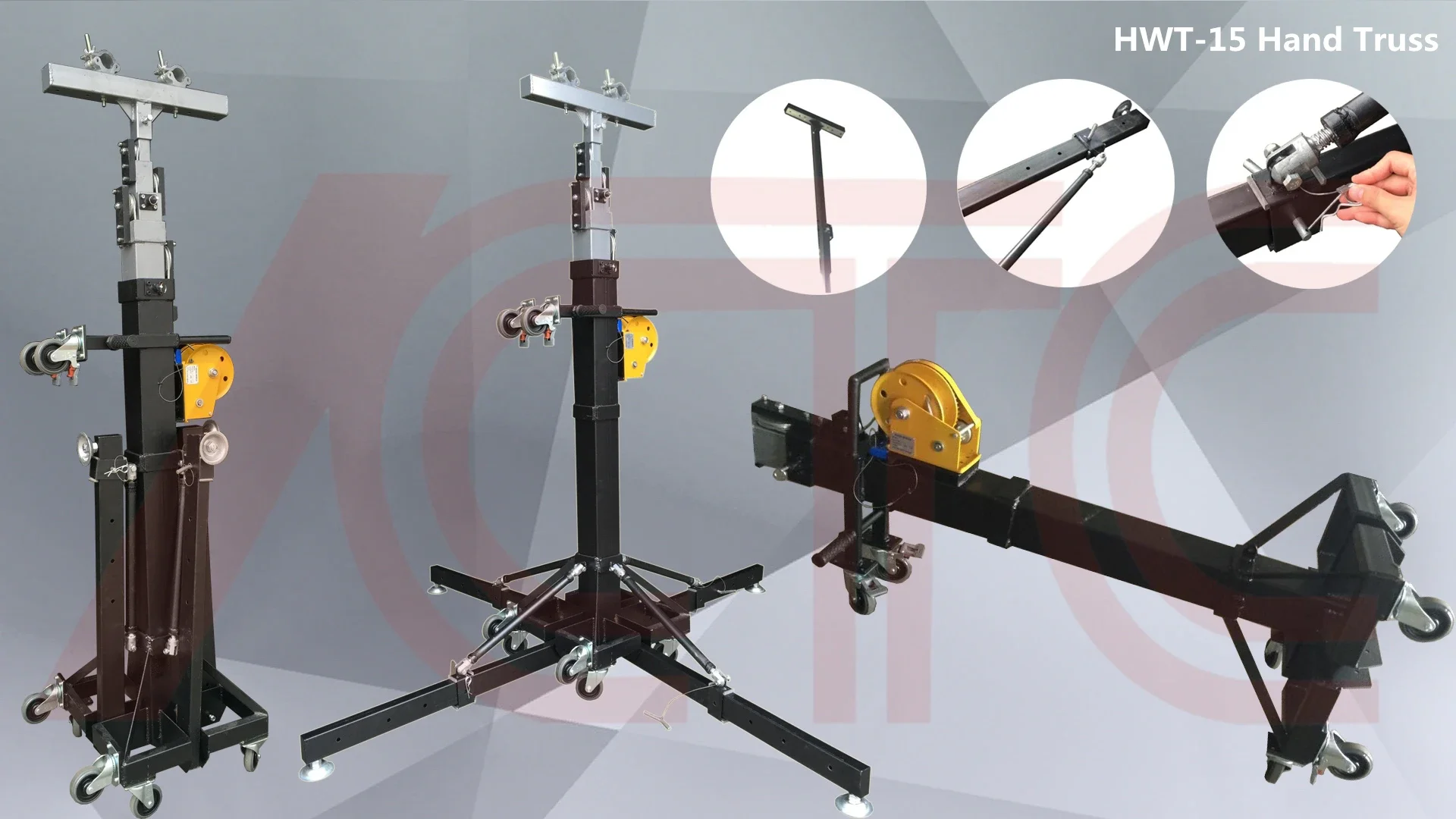 Heavy Duty 4/6m Adjustable Steel Crank Repair Stand With Stabilizer Outriggers