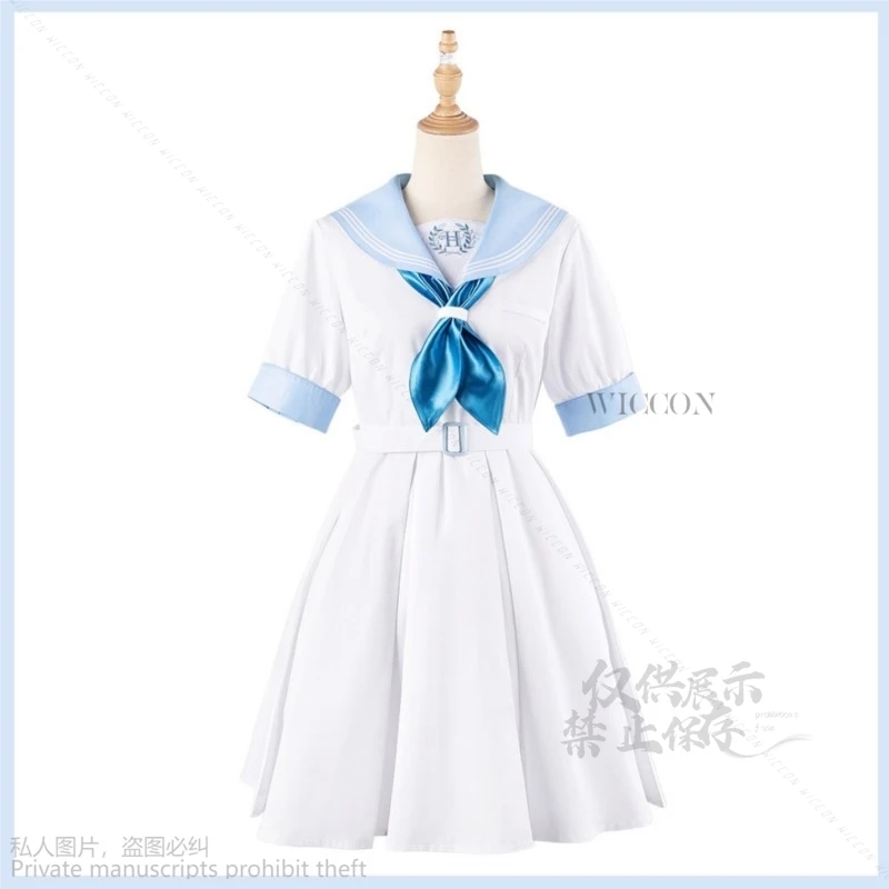 Vtuber Tokoyami Towa Yukihana Lamy Cosplay Traje, membro Honeyworks, vestido branco e azul, uniforme escolar JK para mulher, terno de festa adorável