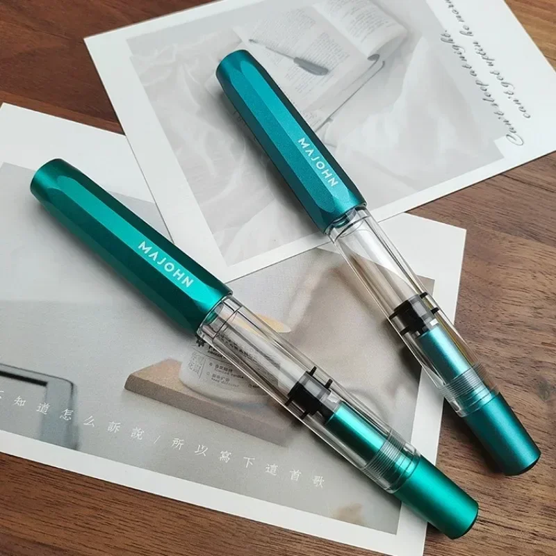 Majohn Moonman T1 Vulpen Geavanceerde Handgemaakte Hars Zuigerinkt Zuigkracht Grote Capaciteit Inktpen Aluminium Studentenkantoor Cadeau