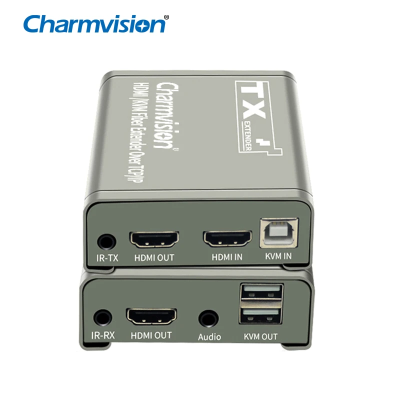 Charmvision EVO-1UH 20Km Fiber HDMI KVM Extender 4K 1080P SC FC HD Single Optic RX 3.5mm Audio Video Separation USB K/M Convert