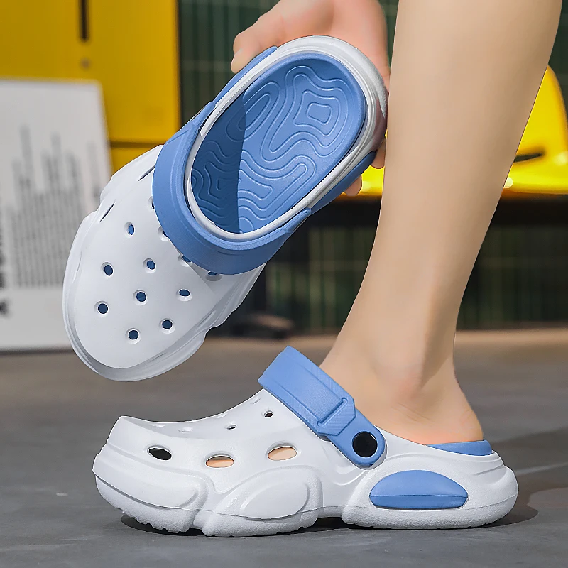 Summer Men's Thick-Soled Non-Slip Breathable Toe-Cap Sandals Casual Beach Slippers Beach Sandals Outdoor Thick-Soled