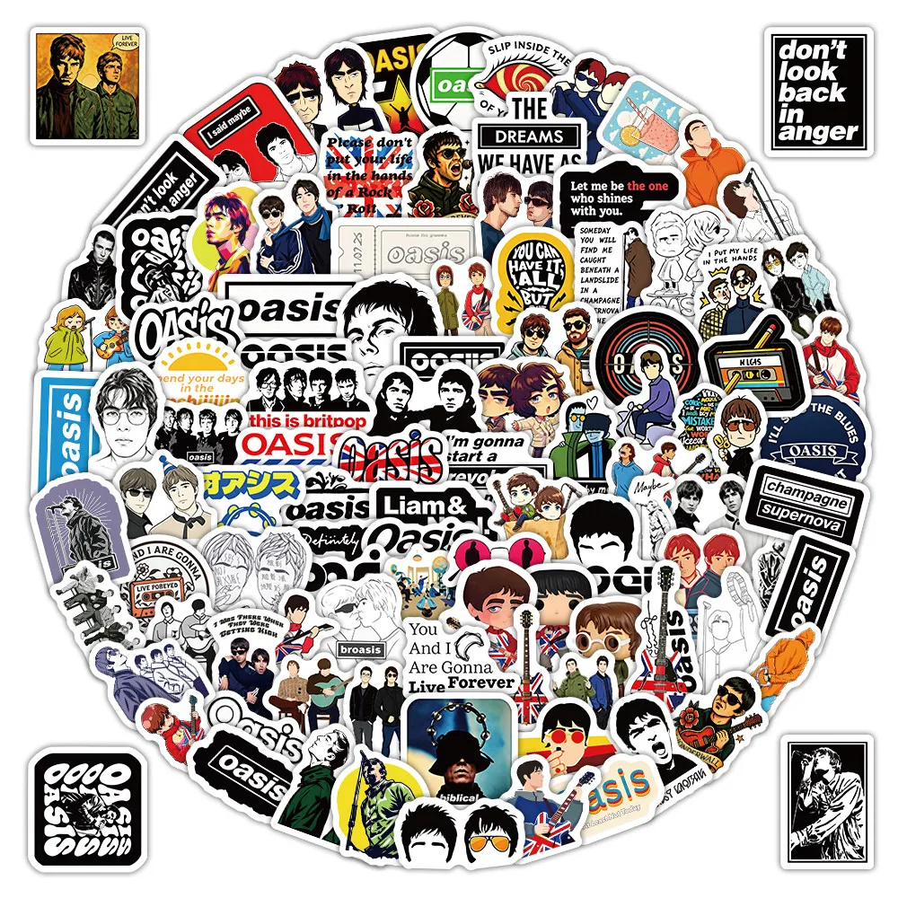 Oasis Rock Band Art Sticker Pack 135 Sheets, Music Themed Graffiti Stickers for Scrapbook, Water Bottle Giajar Sticker Store