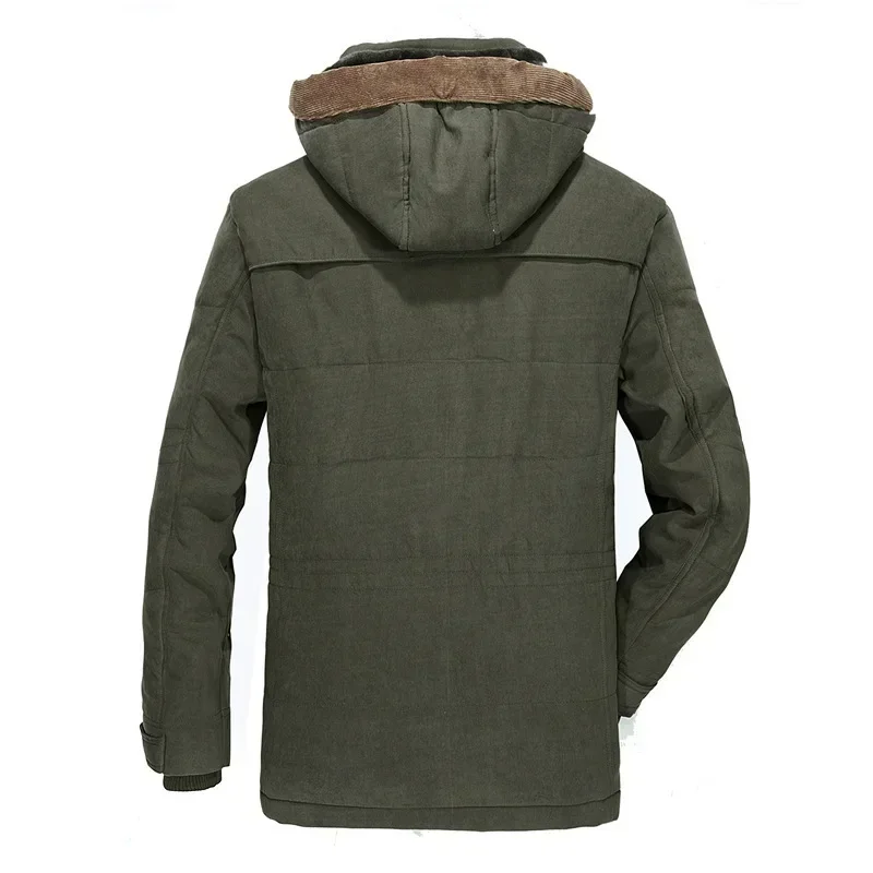 Chaquetas de plumón con múltiples bolsillos para hombre, abrigos largos de invierno, Parkas cálidas informales con capucha, buena calidad, 7XL