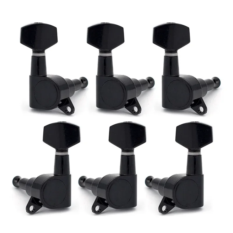 

6pcs Guitar Tuning Pegs Tuner Machine Heads with Logo Tuning Peg Machine Head Chrome-Gold-Black