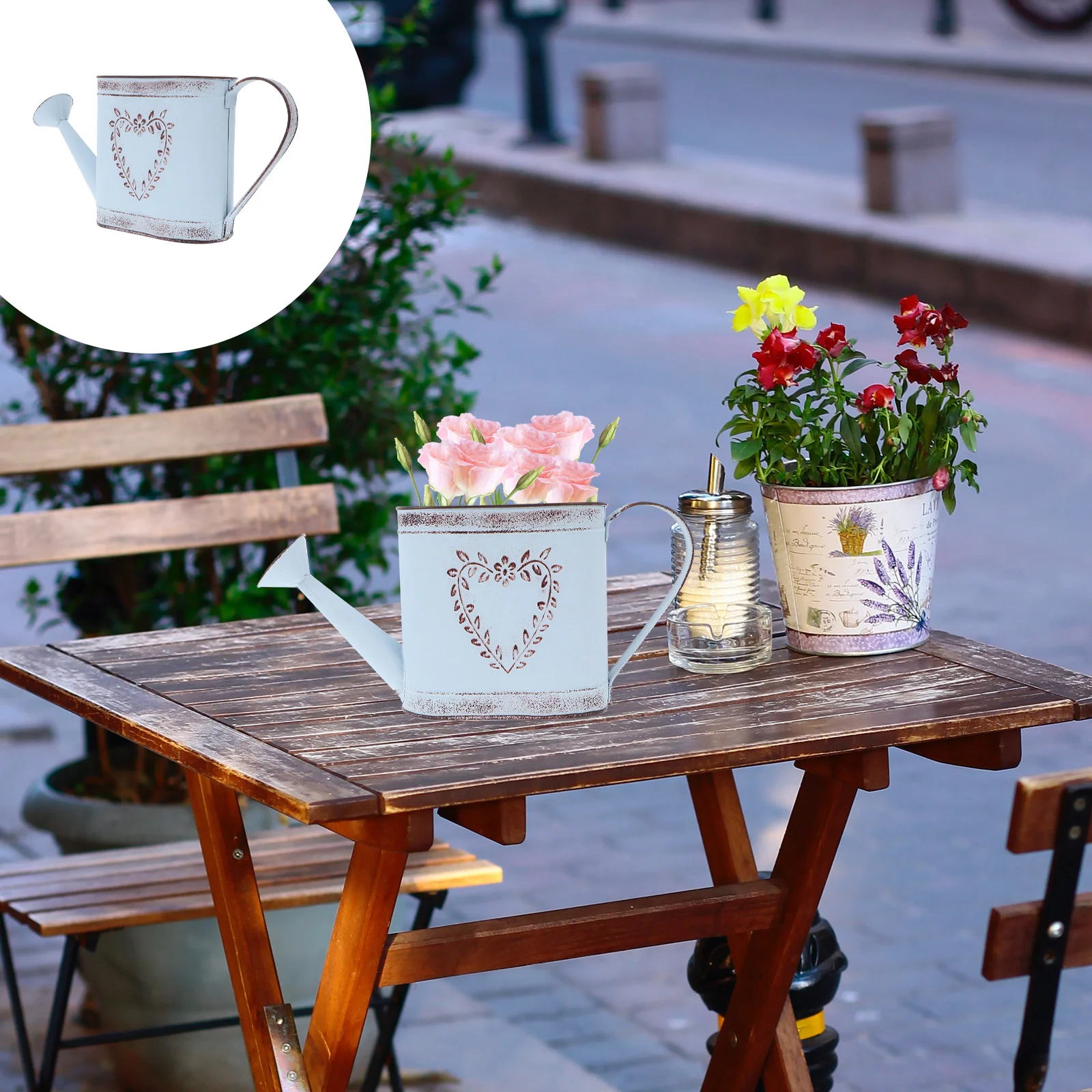 

Flower Pot Iron Watering Can Vintage Rustic Decor For Home Garden Indoor Outdoor Metal Vase Garden Ornament