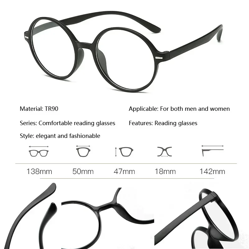 Round Reading Glasses Women Magnifier Presbyopic Glasses Ultralight Far Sight Eyewear Men Diopter +1.0+2.0+3.0+4.0 Retro Green