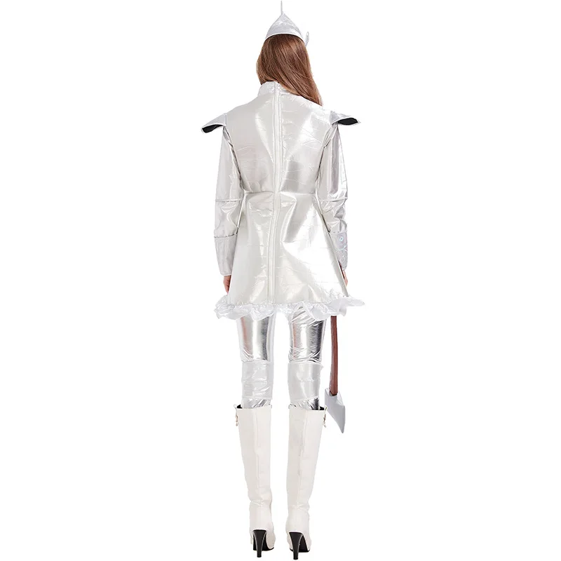Halloween Wizard of Oz Tin Man Costume for Women Carnival Role Play Tinman Cosplay Outfit Costume Clown Circus Party Fancy Dress