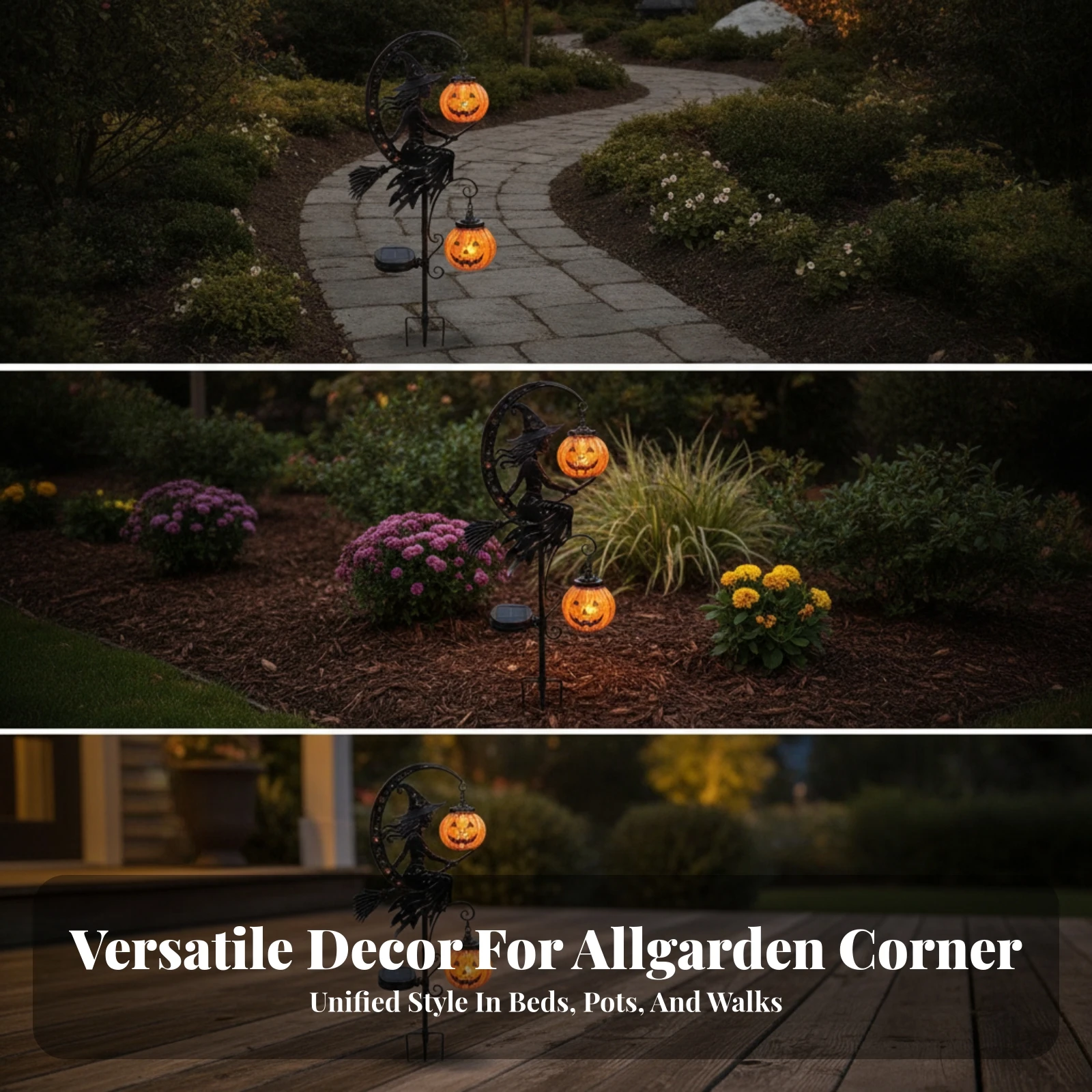 Pumpkin Harvest Moon Stake Light Spooky Halloween Stake Light Lighting Warm Glowing Long-Lasting for Yard, Pathway
