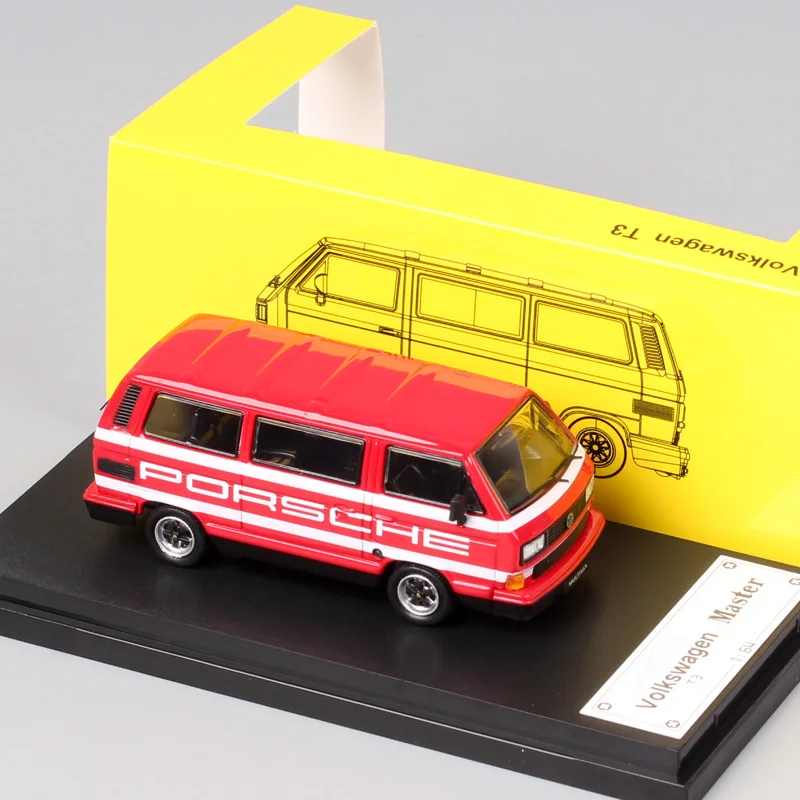 Master 1/64 Scale Retro VWประเภท2 T3 Multivan Bus Van Transporterรุ่นโลหะDiecasts & Toy Vehiclesรถสีแดงกล่องอะคริลิค