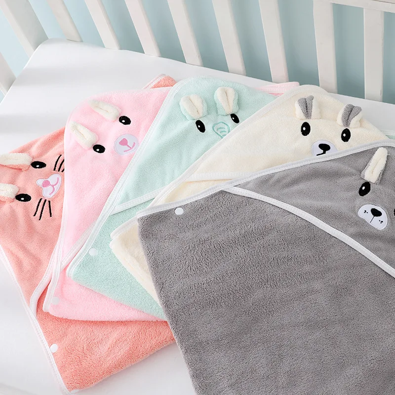 Baby Bath Towel Soft Warm Sleeping Swaddle Newborn Baby with Hood Coral Fleece Toddler Blanket Baby Stuff Boy Girl Bathrobe